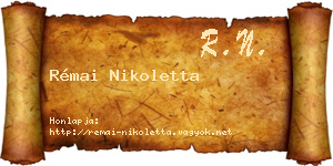 Rémai Nikoletta névjegykártya